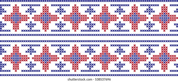 Embroidered cross-stitch pattern tape