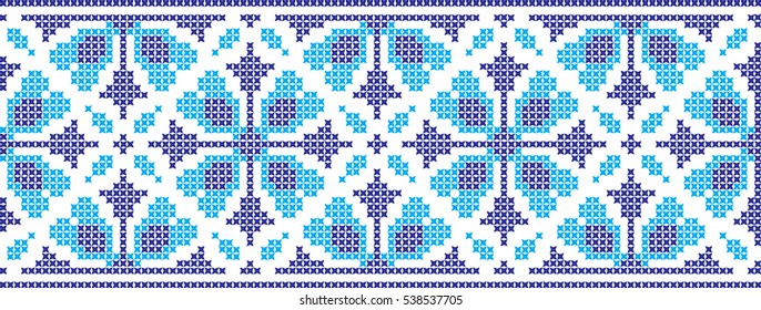 Embroidered cross-stitch pattern tape