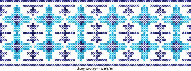 Embroidered cross-stitch pattern tape