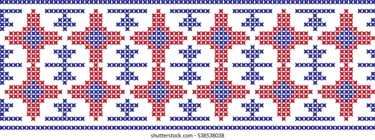 Embroidered cross-stitch pattern tape