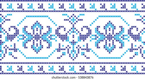 Embroidered cross-stitch pattern tape
