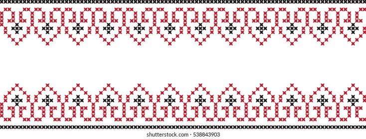 Embroidered cross-stitch pattern tape