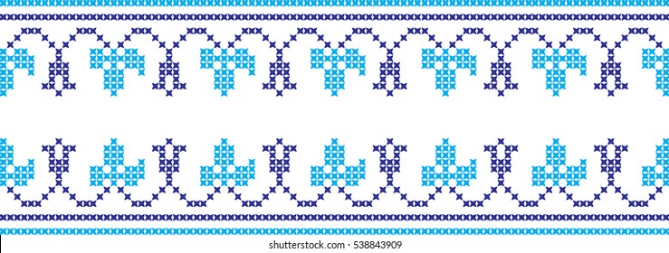 Embroidered cross-stitch pattern tape