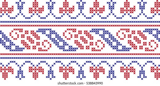 Embroidered cross-stitch pattern tape