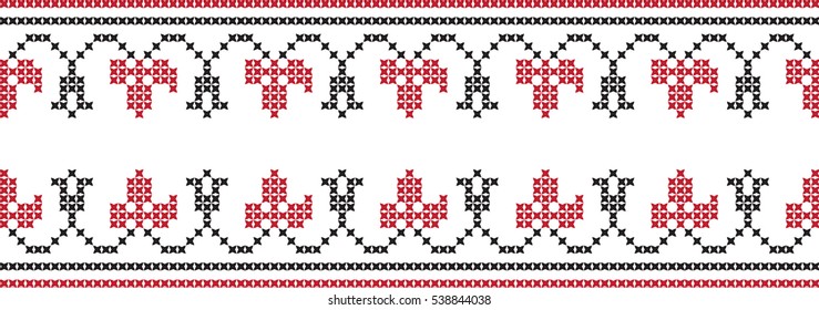 Embroidered cross-stitch pattern tape
