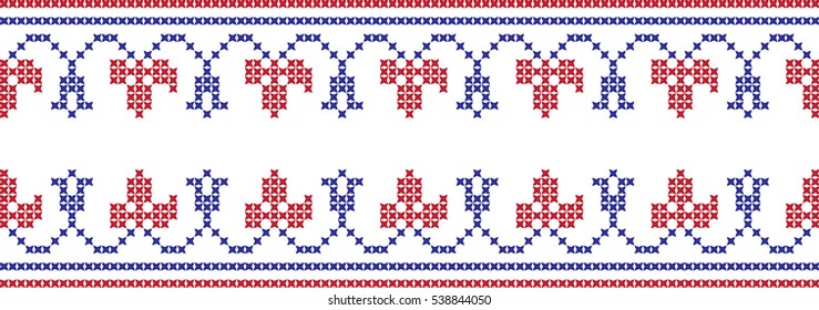 Embroidered cross-stitch pattern tape