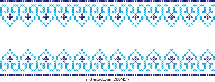 Embroidered cross-stitch pattern tape