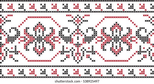 Embroidered cross-stitch pattern tape