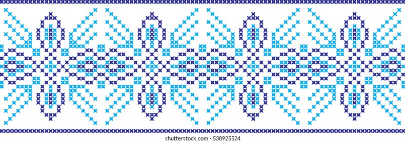 Embroidered cross-stitch pattern tape
