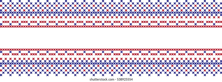 Embroidered cross-stitch pattern tape