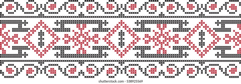 Embroidered cross-stitch pattern tape