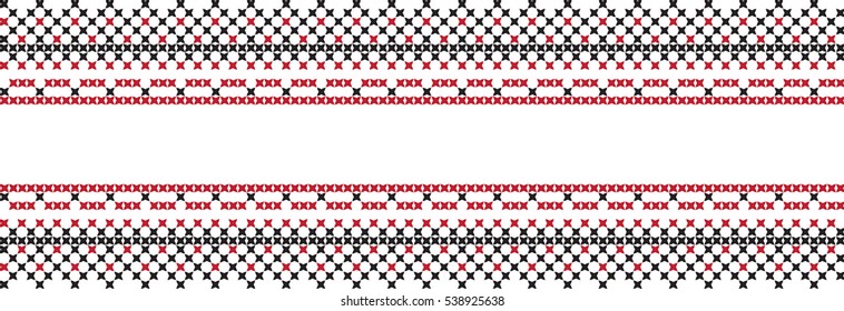 Embroidered cross-stitch pattern tape