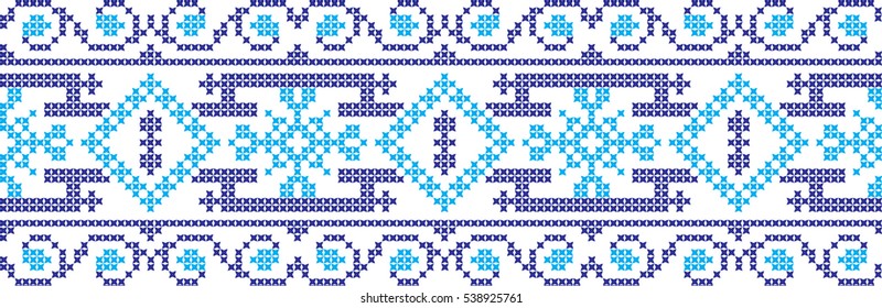 Embroidered cross-stitch pattern tape
