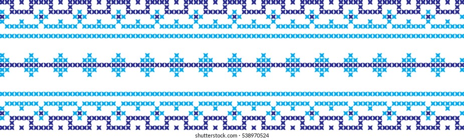 Embroidered cross-stitch pattern tape