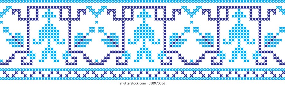 Embroidered cross-stitch pattern tape