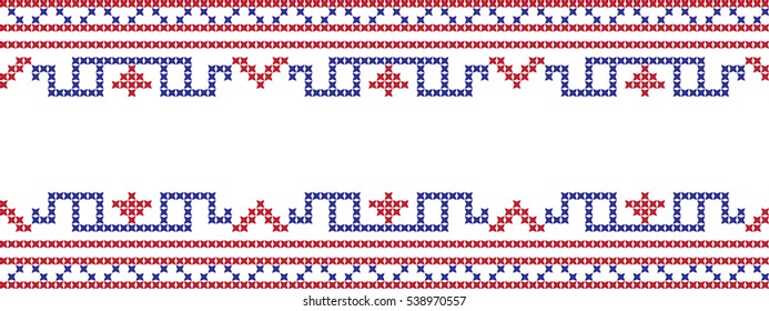 Embroidered cross-stitch pattern tape