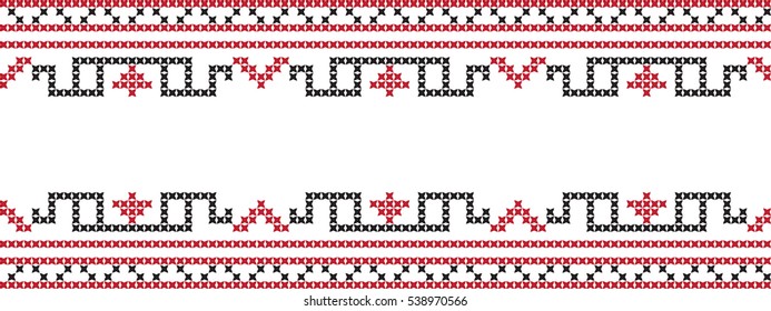 Embroidered cross-stitch pattern tape