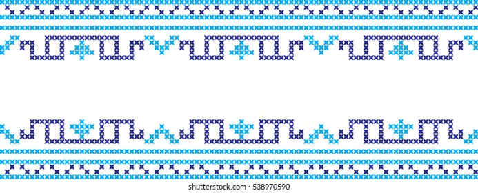 Embroidered cross-stitch pattern tape