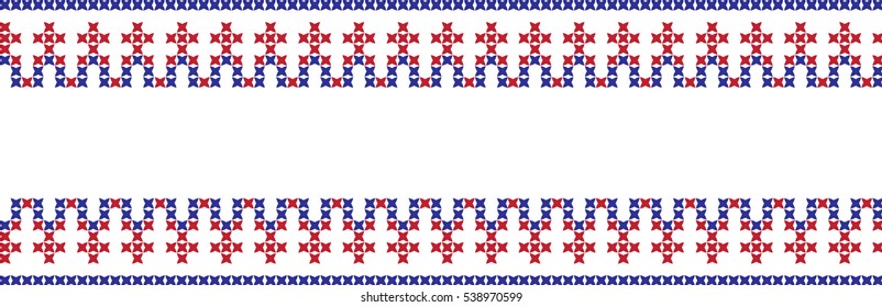 Embroidered cross-stitch pattern tape