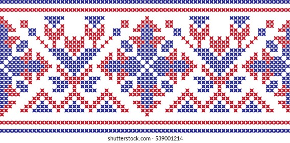 Embroidered cross-stitch pattern tape