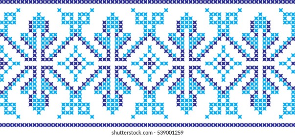 Embroidered cross-stitch pattern tape