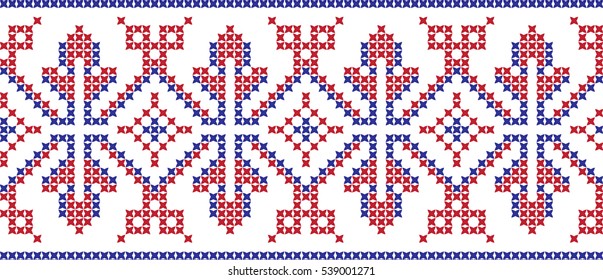 Embroidered cross-stitch pattern tape
