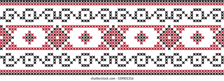 Embroidered cross-stitch pattern tape
