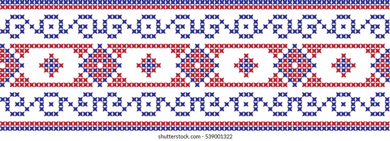 Embroidered cross-stitch pattern tape