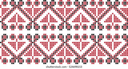 Embroidered cross-stitch pattern Ukrainian national