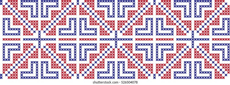 Embroidered cross-stitch pattern Ukrainian national