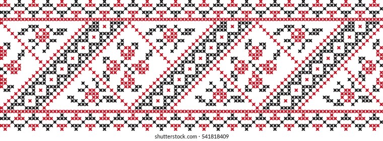 Embroidered Crossstitch Pattern Ukrainian National Pattern Stock Vector ...