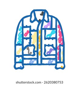 embroidered denim diy fashion handmade doodle icon sketch vector. embroidered denim diy fashion handmade sign. isolated symbol illustration