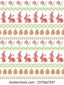 Embroidered Easter seamless ornamental pattern