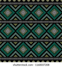 Embroidered ethnic seamless pattern. 