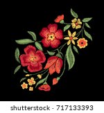 Embroidered flowers.