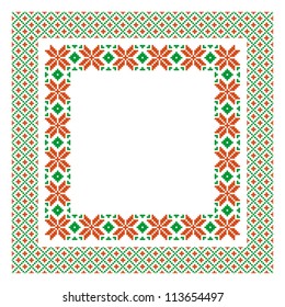 Embroidered frame; decorative background with place for text in ethnic style