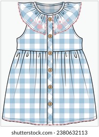 FRÍO EMBARAZADO CON VESTIDO SIN MANCHAS DE DETALLE DEL BORDE DE ESCALOPE DISEÑADO PARA NIÑAS INFANTES NIÑAS TODDLER Y NIÑAS BEBÉS EN ILUSTRACIÓN DE VECTOR