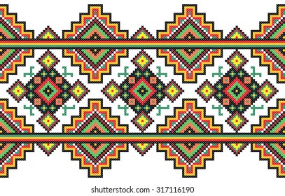 embroidered good like handmade cross-stitch ethnic Ukraine pattern