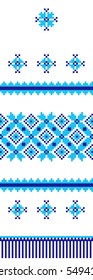 Embroidered good like handmade cross-stitch ethnic Ukraine pattern. Towel with ornament, called rushnyk in vector