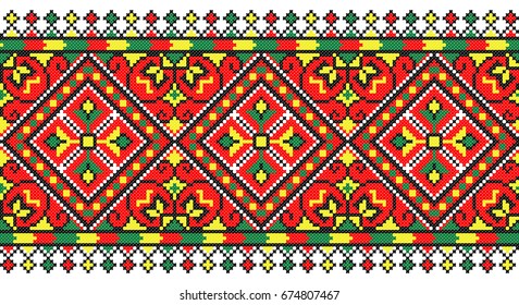 embroidered good like handmade cross-stitch ethnic Ukraine pattern