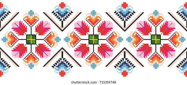 Embroidered Good Like Handmade Cross-stitch Ethnic Ukraine Pattern