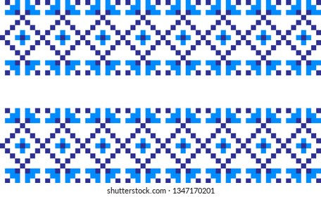 embroidered good like old handmade cross-stitch ethnic Ukraine pattern. Ukrainian towel with ornament, rushnyk called, in vector