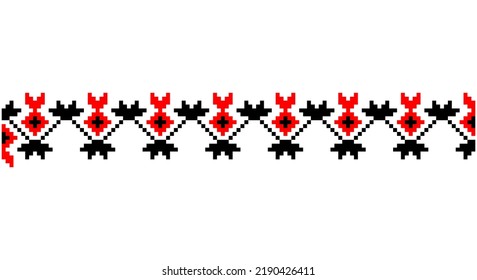 Embroidered good like old handmade cross-stitch ethnic Ukraine pattern. Ukrainian towel ornament, rushnyk called,  vector.