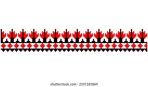 Embroidered good like old handmade cross-stitch ethnic Ukraine pattern. Ukrainian towel ornament, rushnyk called,  vector.