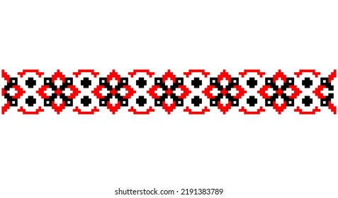 Embroidered good like old handmade cross-stitch ethnic Ukraine pattern. Ukrainian towel ornament, rushnyk called,  vector.
