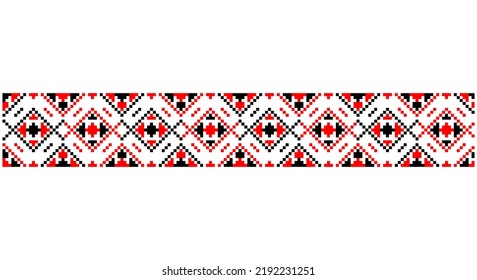 Embroidered good like old handmade cross-stitch ethnic Ukraine pattern. Ukrainian towel ornament, rushnyk called,  vector.