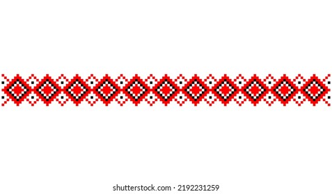 Embroidered good like old handmade cross-stitch ethnic Ukraine pattern. Ukrainian towel ornament, rushnyk called,  vector.