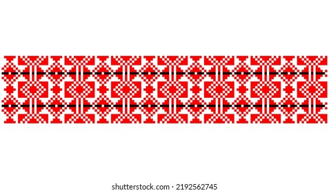 Bordados bien como viejos patrones artesanales cruzados de la etnia ucraniana. Ornamento ucraniano de toallas, llamado rushnyk, vector.