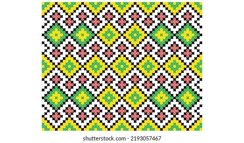 Embroidered good like old handmade cross-stitch ethnic Ukraine pattern. Ukrainian towel ornament, rushnyk called,  vector.