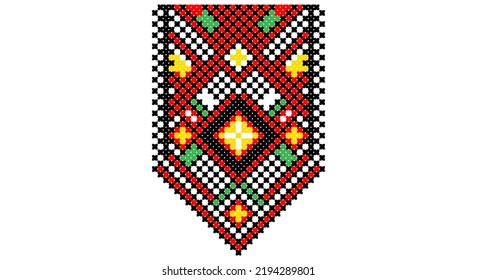 Embroidered good like old handmade cross-stitch ethnic Ukraine pattern. Ukrainian towel ornament, rushnyk called,  vector.